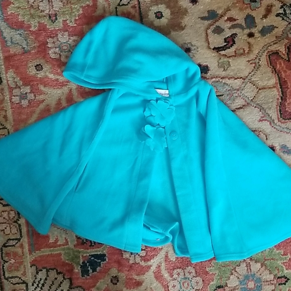 Chasing Fireflies Teal Fleece Cape Capelet SO CUTE - Picture 2 of 3